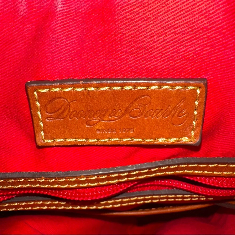 Dooney & Bourke Pink Nylon Crossbody Messenger Bag Pockets Brown Leather Straps - Picture 11 of 16